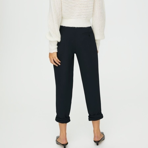 Aritzia Wilfred Allant Cropped Tie-Waist Black Crepe Trouser Pant - Size 2 - Picture 3 of 16